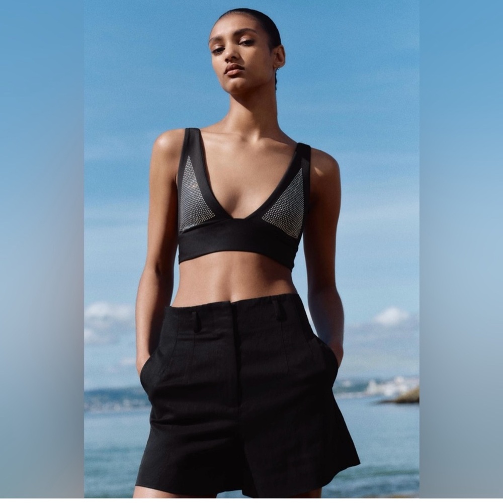 SALE ZARA Black and Silver Women's Bralette